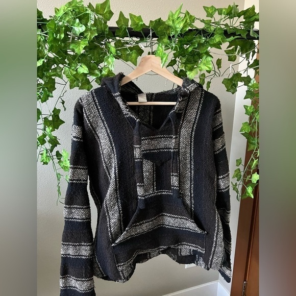 Cozy Black and Gray Striped Hoodie - Picture 1 of 6